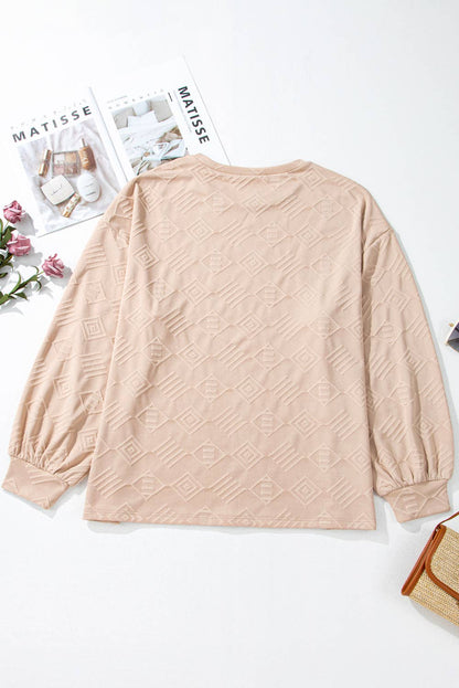 Textured Drop Shoulder Crew Neck Sweatshirt