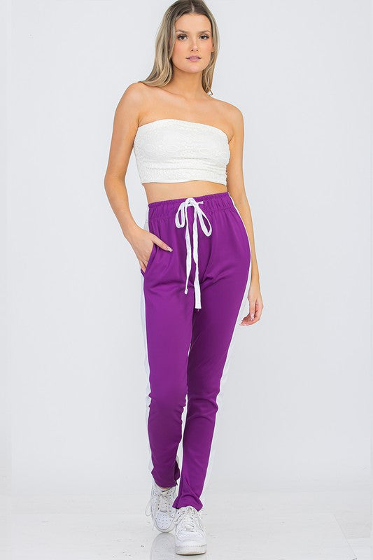 UNISEX WOMENS TRACK PANT SINGLE STRIPE