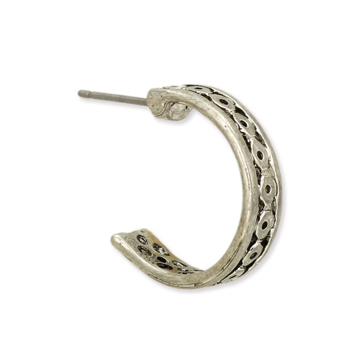 Textured Silver Hoop Earring