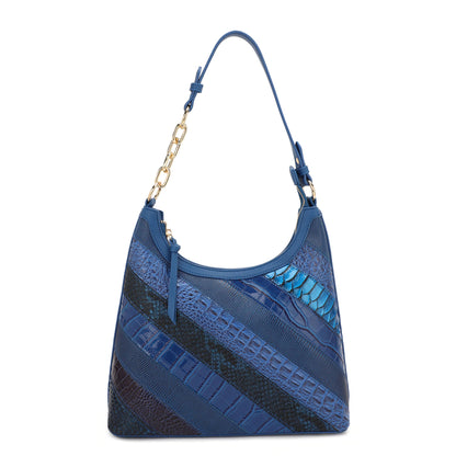 ROYAL BLUE ANIMAL PATCHWORK PRINT SHOULDER BAG