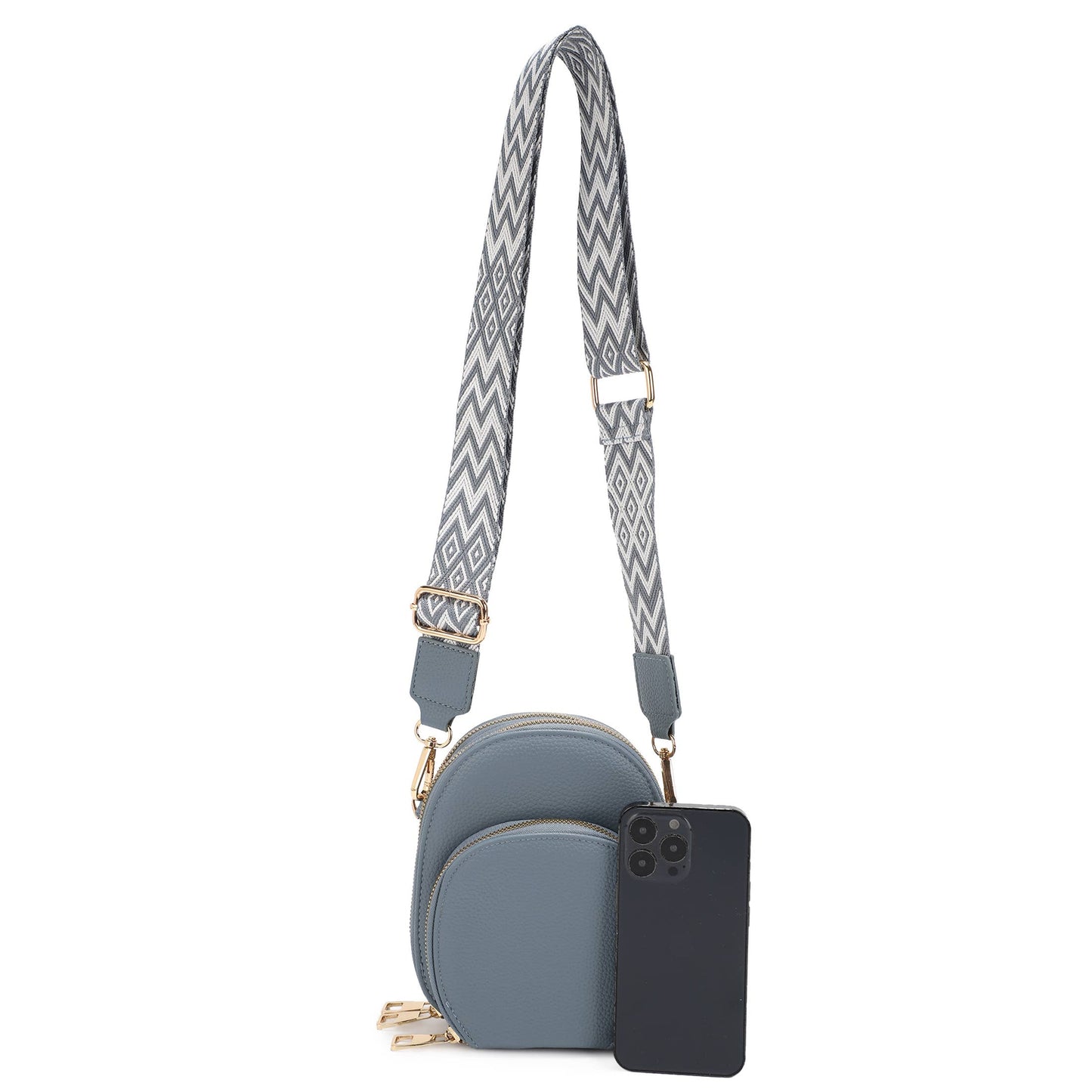 TRIPLE COMPARTMENT CROSSBODY WITH GUITAR STRAP