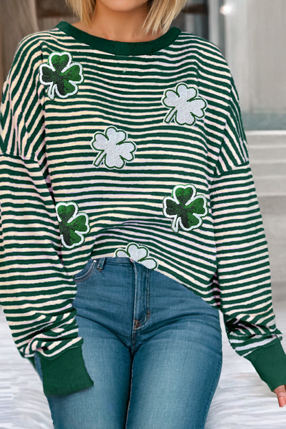 St Patrick Clover Patch Sequin Graphic Blouse