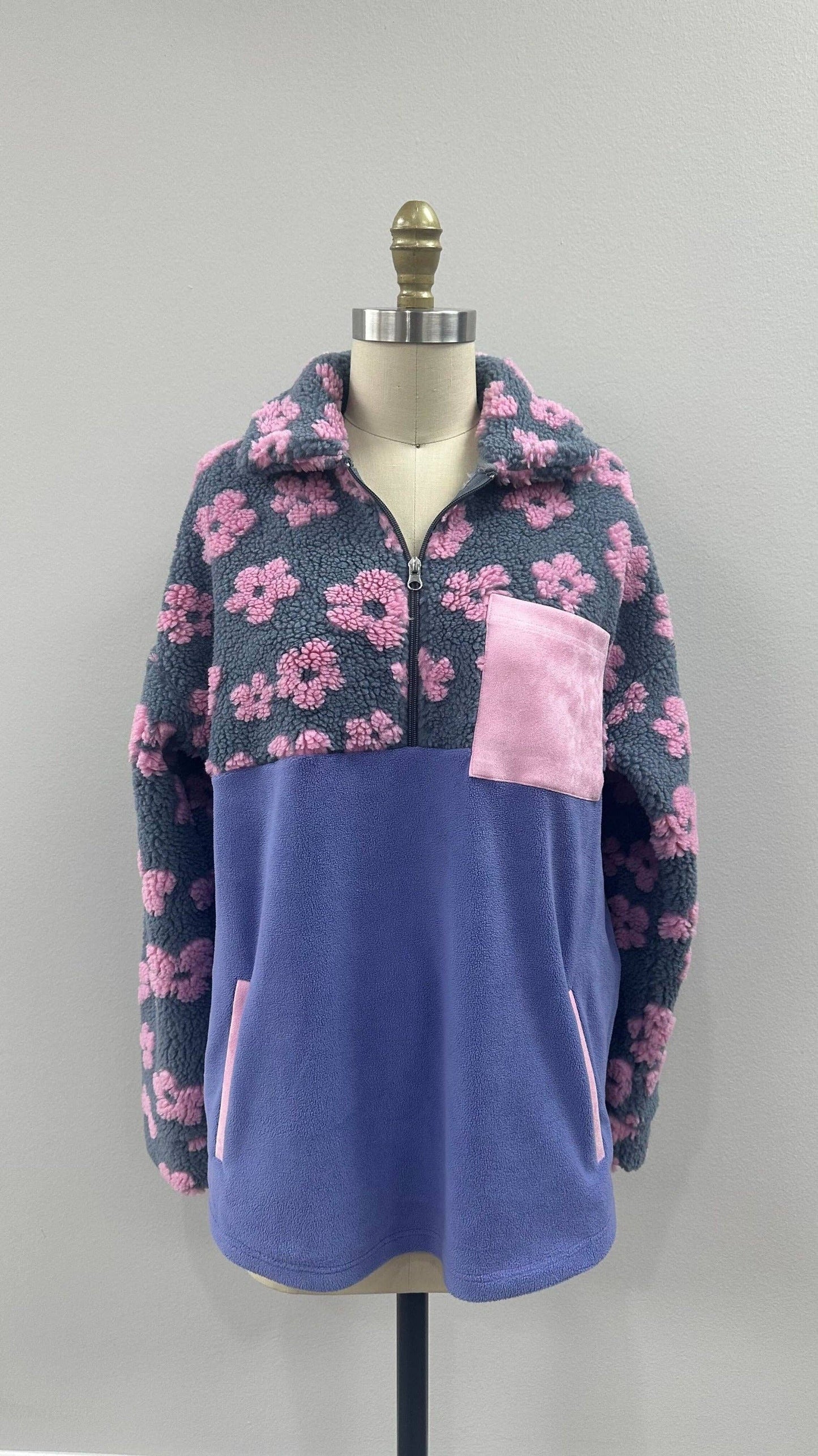 Half-Zip Flower Pullover