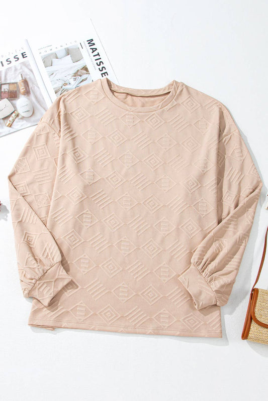 Textured Drop Shoulder Crew Neck Sweatshirt