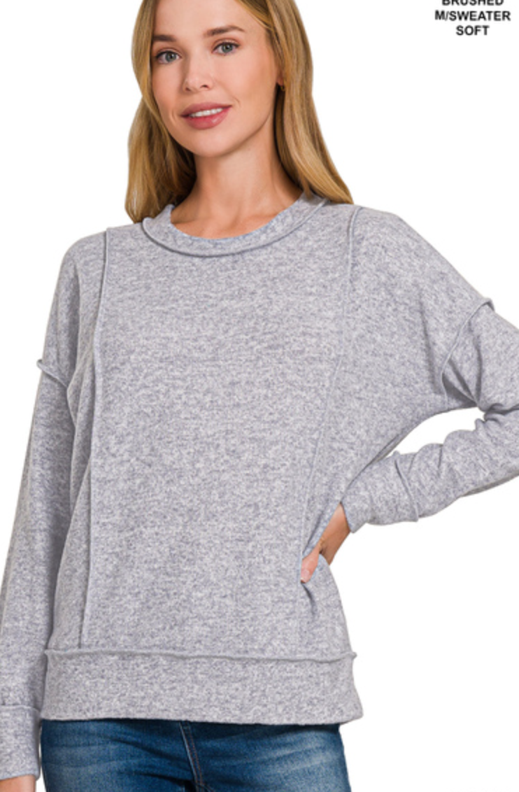 Brushed Hacci Drop Shoulder Sweater