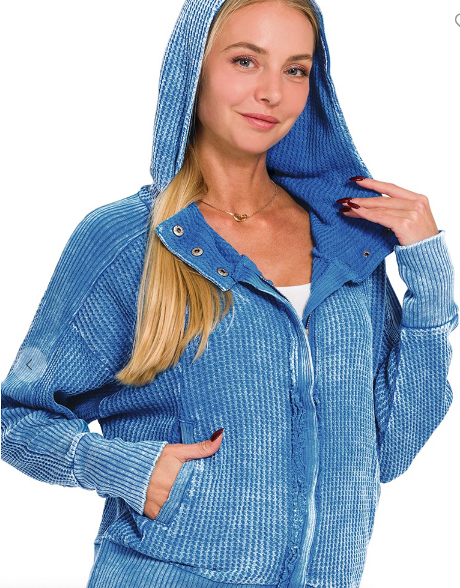 Ocean Blue Zip Up Hoodie