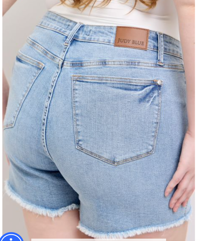 Judy Blue Plus Tummy Control Fray Hem Denim Short