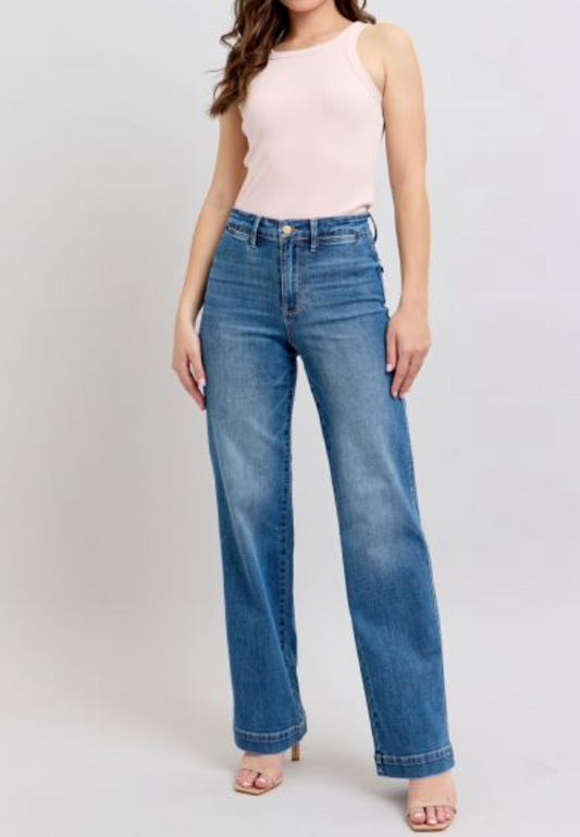 High Waisted Judy Blue Pink Stitch Denim