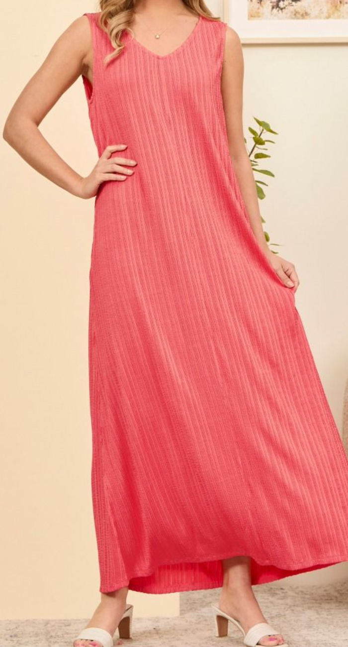 Coral Textured Maxi Dress