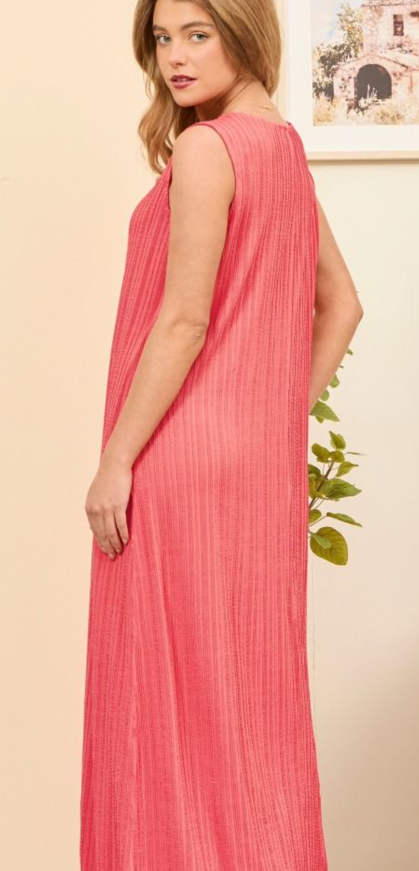 Coral Textured Maxi Dress