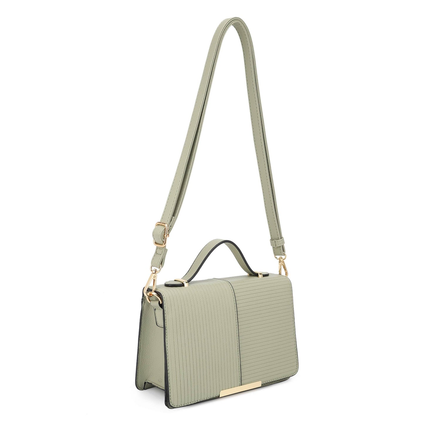 Top Handle Stripe Embossed Flap Crossbody Bag - Patti Sue's